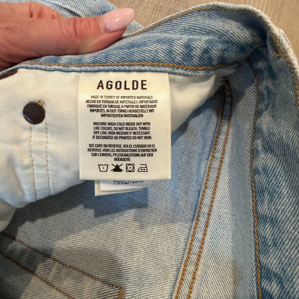 Agolde Parker Long High-Rise Denim Shorts in color Twister Size 27 - Picture 4 of 7